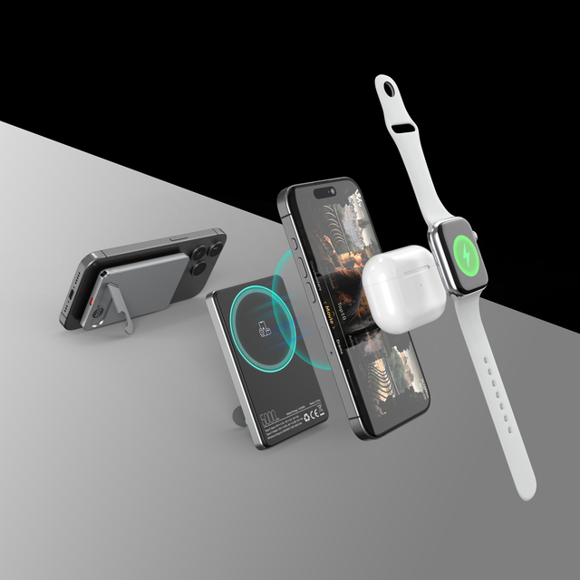 3-in-1 Customizable Wireless Magnetic Power Bank with Battery Display That Can Be Used As a Phone Holder 5000mah Power Bank