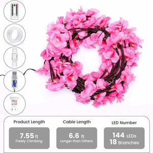 Nuove <span class=keywords><strong>Luci</strong></span> <span class=keywords><strong>LED</strong></span> a Forma di Fiori di Pesco Rossi, Fiori di Ciliegio e Rami di Salice per Decorazioni Natalizie da Parete con Rami d'<span class=keywords><strong>Albero</strong></span> - Product Image 6