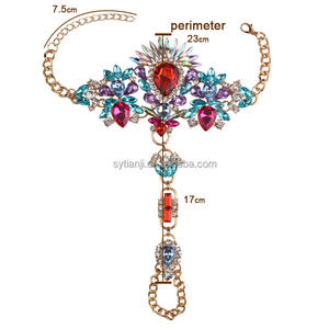 2022 लक्जरी डिजाइनर ग्रीष्मकालीन समुद्र तट ऊपर क्रिस्टल रंग पैर की चेन महिला सेक्सी पैर की अंगुली की अंगूठी और सिंगल आउटलेट ग्रीष्मकालीन गहने - Product Image 5