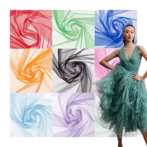 Hot Sale 100% Polyester Colourful Net Tulle Mesh For Wedding Party Dress Fancy Bridal Fabric