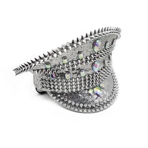 Sombrero de Capitán con Lentejuelas Plateadas y Púas de Diamantes de Imitación Estilo Y2K de Manwu Fashion, Unisex para Adultos, Ideal para Festivales, Fiestas, Conciertos y Escenarios - Product Image 3