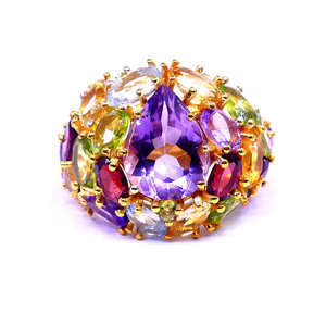 Bague de cocktail personnalisée en argent sterling 925 plaqué or faite à la main avec pierres semi-précieuses Bague fine en vermeil d'éternité plaquée or - Product Image 6