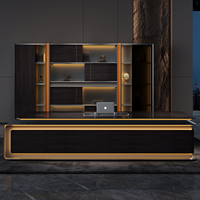Bureau de direction haut de gamme en bois MDF moderne extensible avec un design sain et un rangement de tiroirs pour le bureau ou la villa