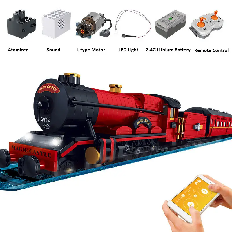 Mould moule King 12010 Rc Train magique motorisé à télécommande, modèle blocs de construction, briques, jouets pour enfants, cadeau de noël