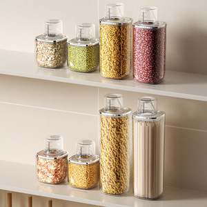 Food Grade Airtight <b>Storage</b> <b>Jars</b> <b>For</b> <b>Kitchen</b> Grains Cereals Plastic Dry Goods Containers Cylinder Shape With Measurement Lid - Product Image 3