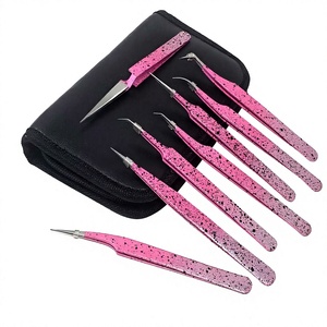 Pince à épiler de précision en acier inoxydable à 90 degrés avec logo personnalisé, 10 mm, revêtement coloré scintillant, pour faux cils – Meilleures ventes - Product Image 1