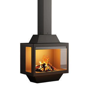 <span class=keywords><strong>Cheminée</strong></span> suspendue carrée en acier au design moderne Chauffage et décoration à haute efficacité à double usage pour le hall de l'hôtel Villa à trois vues - Product Image 6