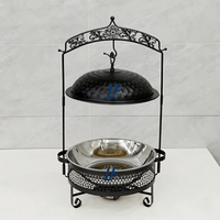 Ensemble de chauffe-plats suspendus de luxe dorés pour traiteur, alimentés à l'alcool, avec supports réglables, pour mariages et réceptions, utilisables comme ustensiles de cuisine