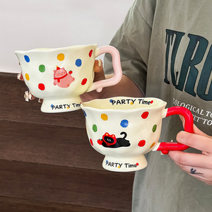 M Atacado High-Looking <span class=keywords><strong>Cute</strong></span> Cup Girl Casal Cerâmica Copo De Café Com Tampa Colher Office Breakfast Cup Atacado - Product Image 2