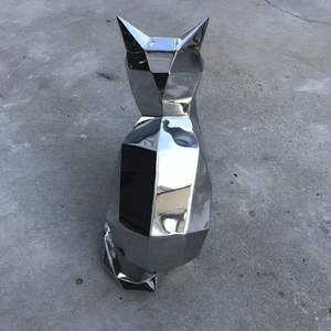 Sculpture de chat en métal poli miroir, Sculpture de chat en acier inoxydable - Product Image 4