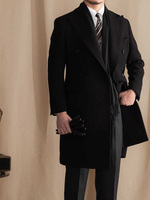 Manteau long en laine pour homme, style professionnel, automne-hiver, double boutonnage, avec salopette intégrée