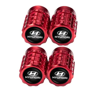 Bouchons de valve de pneu de voiture en métal pour Hyundai Elantra Sonata Tucson Santa fe Genesis Bouchons de valve d'air de roue Accessoires 4 pièces