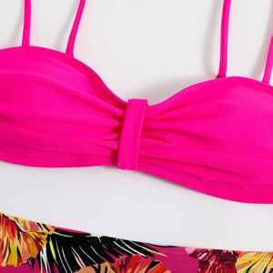SML multicolore imprimé <span class=keywords><strong>taille</strong></span> <span class=keywords><strong>haute</strong></span> froncé bikini <span class=keywords><strong>femme</strong></span> ensemble <span class=keywords><strong>2</strong></span> pièces loisirs vacances <span class=keywords><strong>maillot</strong></span> <span class=keywords><strong>de</strong></span> <span class=keywords><strong>bain</strong></span> ensemble - Product Image 4