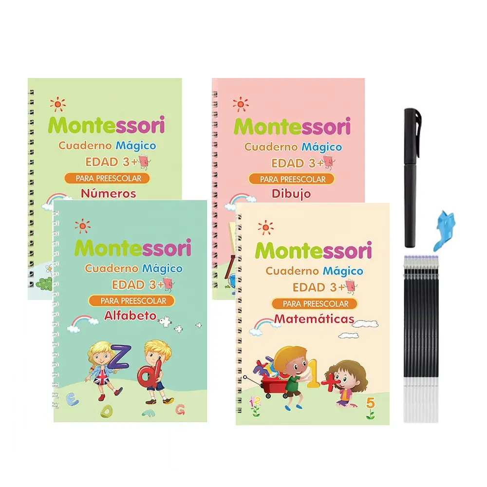 Spanische Zauberschriften Zahlen- und Buchstabenlernen für Kinder wiederverwendbare Zauberer-Übung Buch Montessori-Schreiben