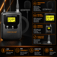 Microphone sans fil cravate cardioïde dynamique UHF CHXYKOM avec connecteur XLR (métal et plastique) pour église et mariage