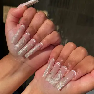 Naturale lunga bara acrilico stile francese ongle unghie artificiali Nail Art personalizzato lusso opaco unghie finte premere sulle unghie