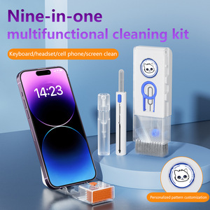 Soporte transparente para teléfono móvil, lápiz limpiador de auriculares, teclado portátil 9 en 1 y accesorios para computadora, venta al por mayor transfronteriza. - Product Image 2