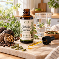 Complément Liquide Herbal en Gouttes de Noix de Grenoble, Absinthe, Graines de Citrouille et Clou de Girofle, Marque Blanche, OEM, Bien-être Botanique, Fourniture en Gros