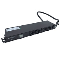 Gelongtu 1U 19 pouces PDU L6-30P/L6-50P, entrée 7200W, sortie 12C13+4C19, protection contre les surcharges, boîtier métallique, compteur de courant et de tension