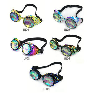 Lunettes de fête steampunk en verre cristal arc-en-ciel pour <span class=keywords><strong>Halloween</strong></span>, lunettes de cosplay avec paillettes punk, kaléidoscope - Product Image 3