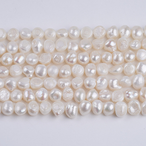 Chaînes de perles naturelles baroques blanches de 9-10 mm, trou latéral, perles authentiques, prix promotionnel de gros - Product Image 2