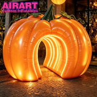 Tunnel gonflable en forme de citrouille avec lumières LED, arche gonflable en forme de citrouille avec lumières