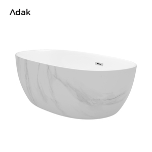 自立型ポータブルアクリル製バスタブ大理石テクスチャ滑り止め表面浸漬機能付き屋内ホームホテル用 - Product Image 4