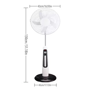 16-Inch Solar Stand Fan Dual <b>Power</b> With LED Light <b>Brushed</b> Motor Digital Gear & Mechanical Control KL-T300A Rechargeable Standing - Product Image 2