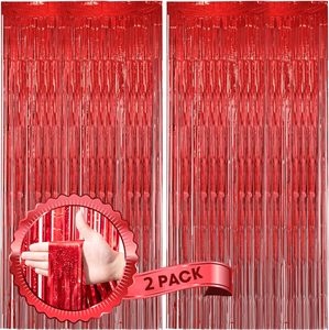 Cortinas <span class=keywords><strong>de</strong></span> Flecos <span class=keywords><strong>de</strong></span> Papel Metálico Rojo Láser, Serpentinas <span class=keywords><strong>de</strong></span> Flecos, Telón <span class=keywords><strong>de</strong></span> Fondo para Cumpleaños, Navidad, Día <span class=keywords><strong>de</strong></span> San Valentín, Fiestas - Product Image 1