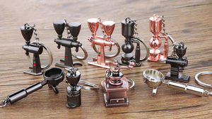 New Style Mini Coffee Appliance Keychain Metal 3D Coffee Keychain Personalized Key Ring <b>Custom</b> - Product Image 5