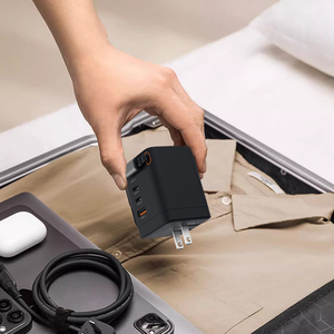 Portable GaN Wall Charger 100 w 65w <b>type</b> <b>c</b> pd fast charger retractable usb <b>c</b> cable fast charger pd wall charger for phone laptop - Product Image 4