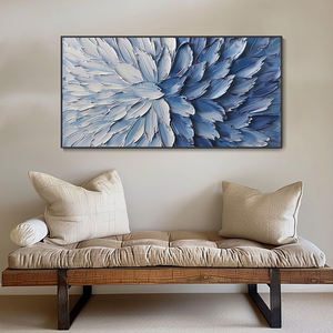 Venta al por mayor 100% hecho <span class=keywords><strong>a</strong></span> <span class=keywords><strong>mano</strong></span> moderno 3D abstracto azul textura pintura al óleo pared imágenes artísticas personalizadas hogar decorativo colgante grande - Product Image 4