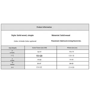 Khung ảnh gỗ tự nhiên thủ công hình chữ nhật, giá đỡ trưng bày sáng tạo, treo tường, kích thước 7 <span class=keywords><strong>inch</strong></span>, 8 <span class=keywords><strong>inch</strong></span>, 10 <span class=keywords><strong>inch</strong></span>, A4, kiểu hiện đại, sản xuất trực tiếp từ nhà máy - Product Image 4