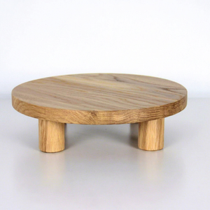 Plateau de service rond surélevé en bois de chêne, écologique et biodégradable, avec pieds cylindriques, pour hôtels et restaurants, logo personnalisé OEM, Vietnam - Product Image 1