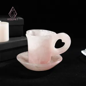 Wholesale High Quality Meditation Fengshui Pretty Rose Quartz Cup For Spiritual Gift