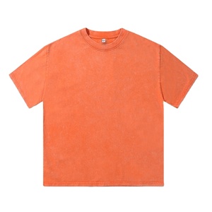 T-shirt décontracté pour homme, col rond, 100 % coton, coupe ample, imprimé 3D, style vintage délavé à l'acide, uni et oversize - Product Image 3