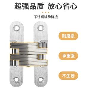 Charnières dissimulées pour portes d'armoires, 4 mm, en alliage de zinc, acier inoxydable, charnière à mortaise complète, design minimaliste - Product Image 4