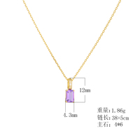 Collier pendentif en argent sterling 925 plaqué or avec mini zircon cubique, charme solitaire délicat en améthyste CZ, vente en gros de bijoux