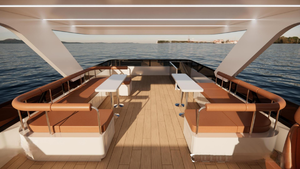 เรือยอชท์ปาร์ตี้น้ำแบบ villaboat สำหรับความบันเทิงยามว่างเรืออลูมิเนียมหรูหรา33ft ไฟฟ้า - Product Image 5