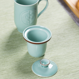 Tazza da Tè in Porcellana Celadon con Coperchio 9oz Elegante Set da Tè Cinese Kung Fu per Casa Ufficio Regalo - Product Image 6