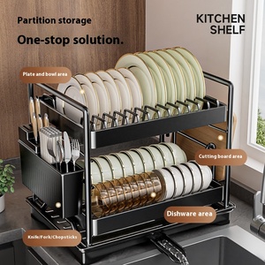 Bán Chạy Nhất Bền Vững Hai Lớp Kim Loại Món Ăn Nhà Bếp Giá Đa Chức Năng Khô Lưu Trữ Cho Đồ Ăn Làm Sạch Hiện Đại - Product Image 3