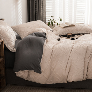 Màu Rắn Hai Mặt Ba Chiều Cắt Hoa 4Pcs Đặt Bộ Đồ Giường Mền Vua Nữ Hoàng Kích Thước Mềm Mại Ấm Áp Hạt Dợn Sóng <span class=keywords><strong>Comforter</strong></span> Bộ - Product Image 2