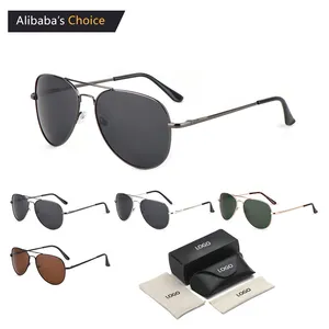 Retro Sunglasses Wholesale Promotion Custom Luxury Metal Shades Women Aviation Man Classical Pilot Driving Sunglasses