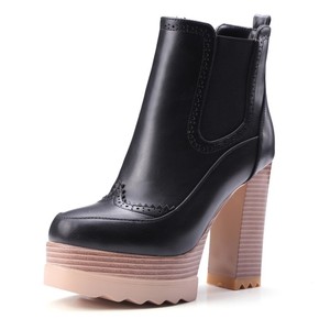 <span class=keywords><strong>Botas</strong></span> Cortas de Otoño e Invierno para Mujer, Estilo Europeo y Americano, Tacón <span class=keywords><strong>Grueso</strong></span>, Plataforma Impermeable, Botines de Tubo Corto - Product Image 2