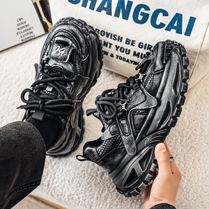 Men's <b>Shoes</b> 2025 Autumn New Style <b>Height</b>-<b>Increasing</b> Outdoor Casual Sports Versatile Wear-Resistant Thick-Soled Black Lace-up - Product Image 4