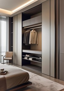 Armoire-penderie moderne blanche pliable et extensible avec porte en MDF, 5 tiroirs, meubles de chambre à coucher, design en bois, style contemporain - Product Image 3