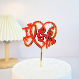 Decorazione per Torta in Acrilico per San Valentino, Topper per Torta 'Love Happy Valentine's Day' in Acrilico - Product Image 5