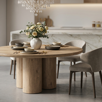 Ensemble de table à manger RH OSLO CYLINDER en chêne, 6 places, moderne, fait main, en bois massif, convertible, stable, élégant, meubles de salon, assemblé