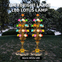 Lampe LED Lotus Grande Taille Everbright Home, Bouddha Guanyin en Verre Coloré, Étanche IP33, Dimmable, Décoration de Jardin pour Noël et les Fêtes