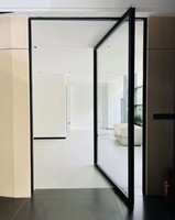 Porte pivotante en acier sur mesure, style moderne, insonorisée, étanche, double vitrage isolant, cadre ignifuge, extérieur, chambre